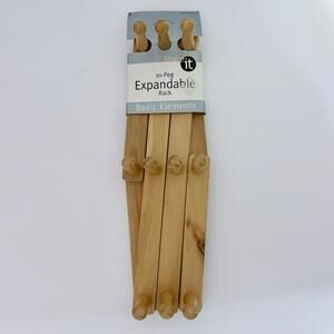 Accordion Style Wood Expandable 10 Peg Wall Rack Cups Towels Hats Scarves New